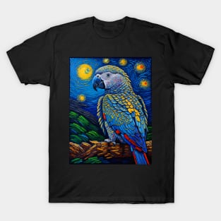 African Grey Parrot in starry night T-Shirt